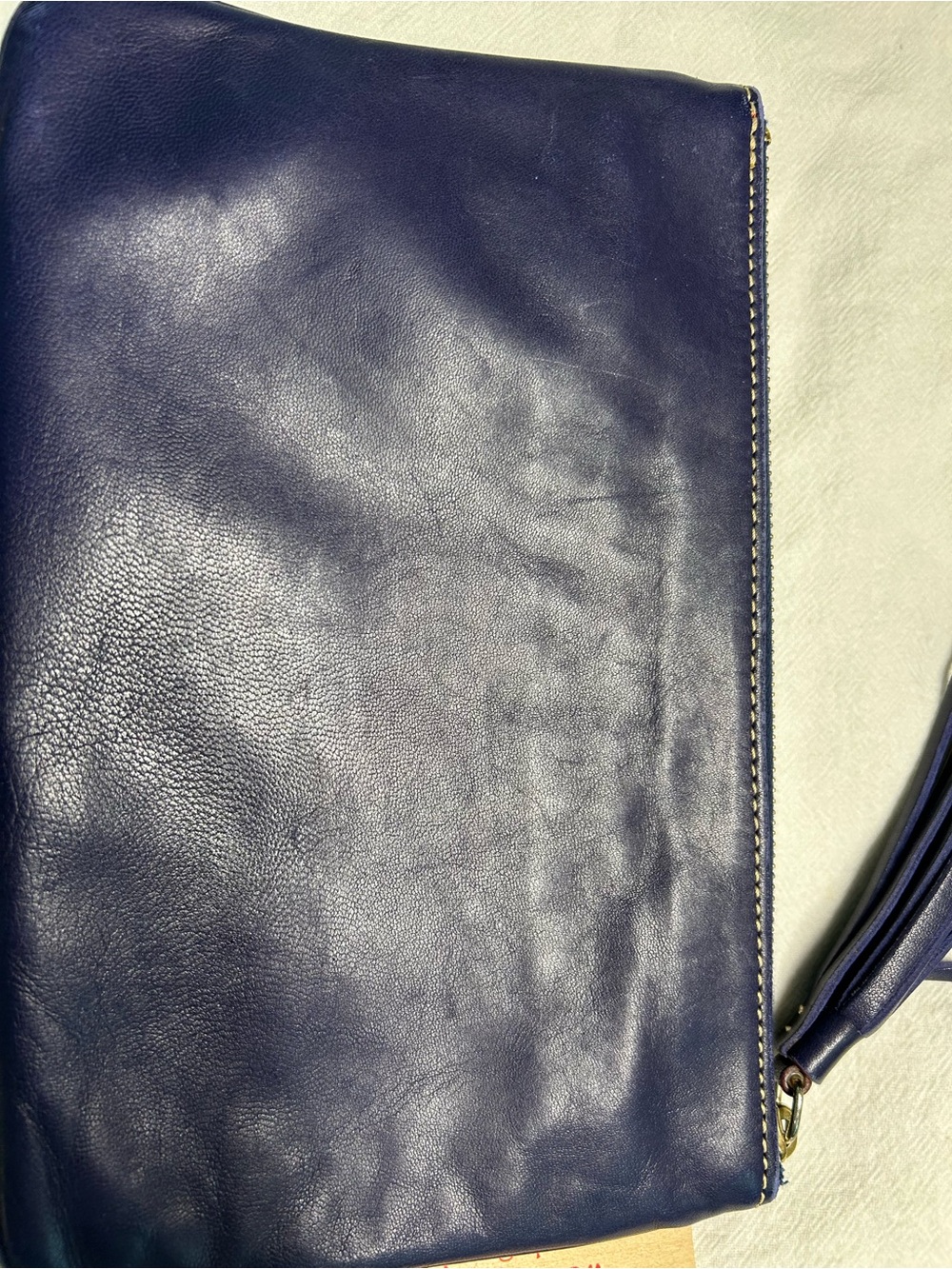 Dooney & Bourke Navy Leather Tassel Zip Wristlet Clutch - Picture 4 of 6